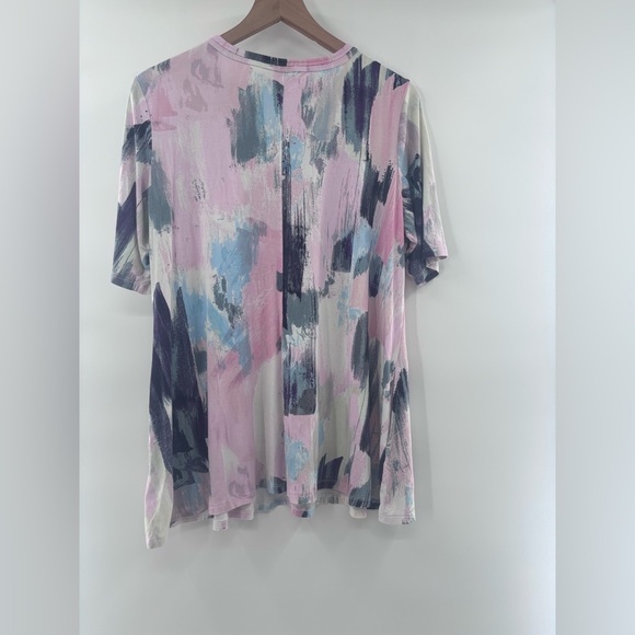 LOGO by Lori Goldstein Multicolor Brushstroke Short Sleeve Tee Size Large - Picture 5 of 7